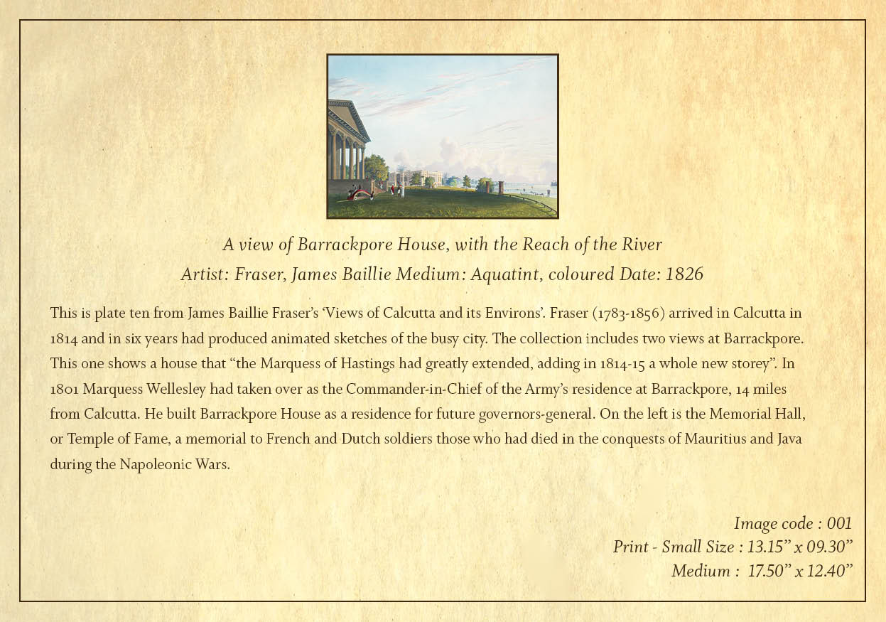 A View of Barrackpore House with the Reach of the River (Code: 001) – Coloured Lithograph