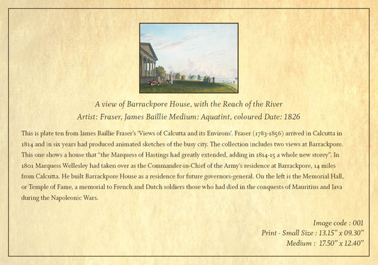 A View of Barrackpore House with the Reach of the River (Code: 001) – Coloured Lithograph