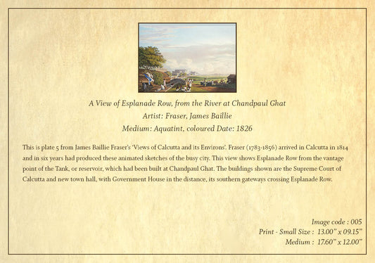 A View of Esplanade Row, from the River at Chandpaul Ghat (Code: 005) – Coloured Lithograph