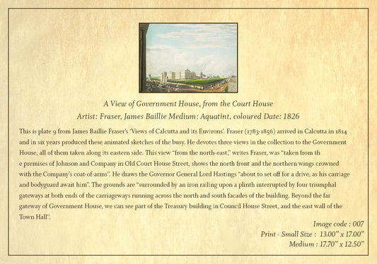 A View of Government House, from the Court House (Code: 007) – Coloured Lithograph