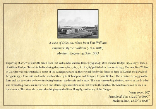 A view of Calcutta, taken from Fort William (Code: 007) – Black & White Lithograph