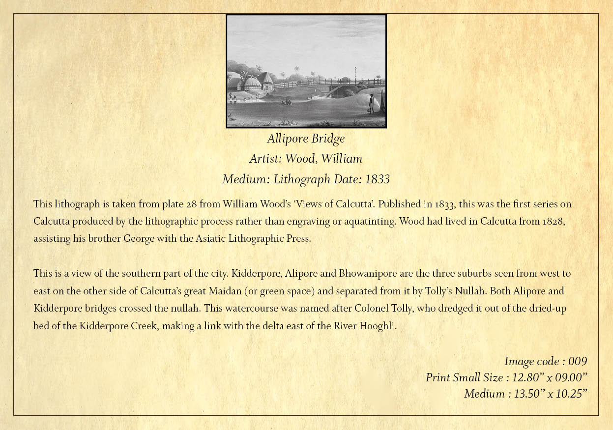 Allipore Bridge (Code: 009) – Black & White Lithograph