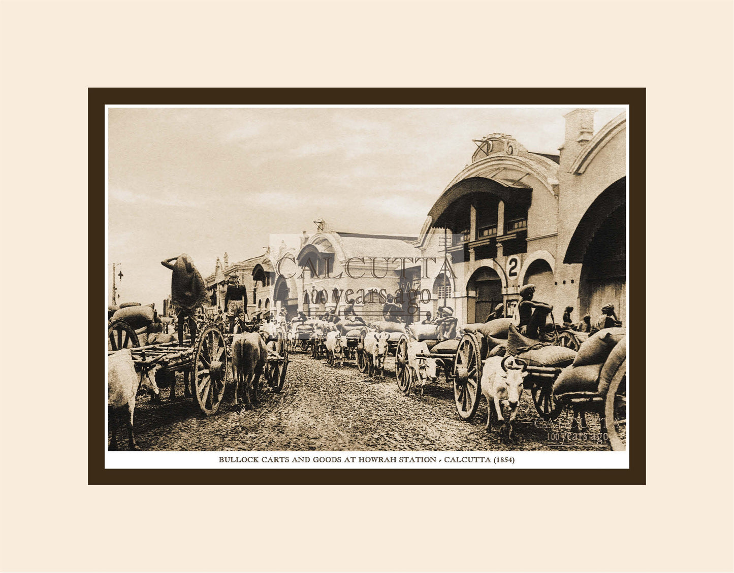 Bullock Carts And Goods At Howrah Station (Code: 15) Mounted Photo Print
