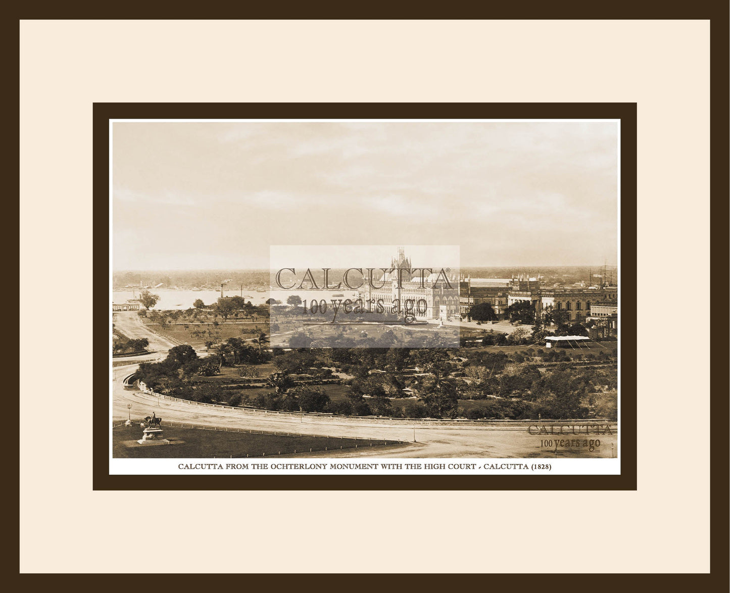 Calcutta From The Ochterlony Monument With The High Court (Code: 20) Wood Frame