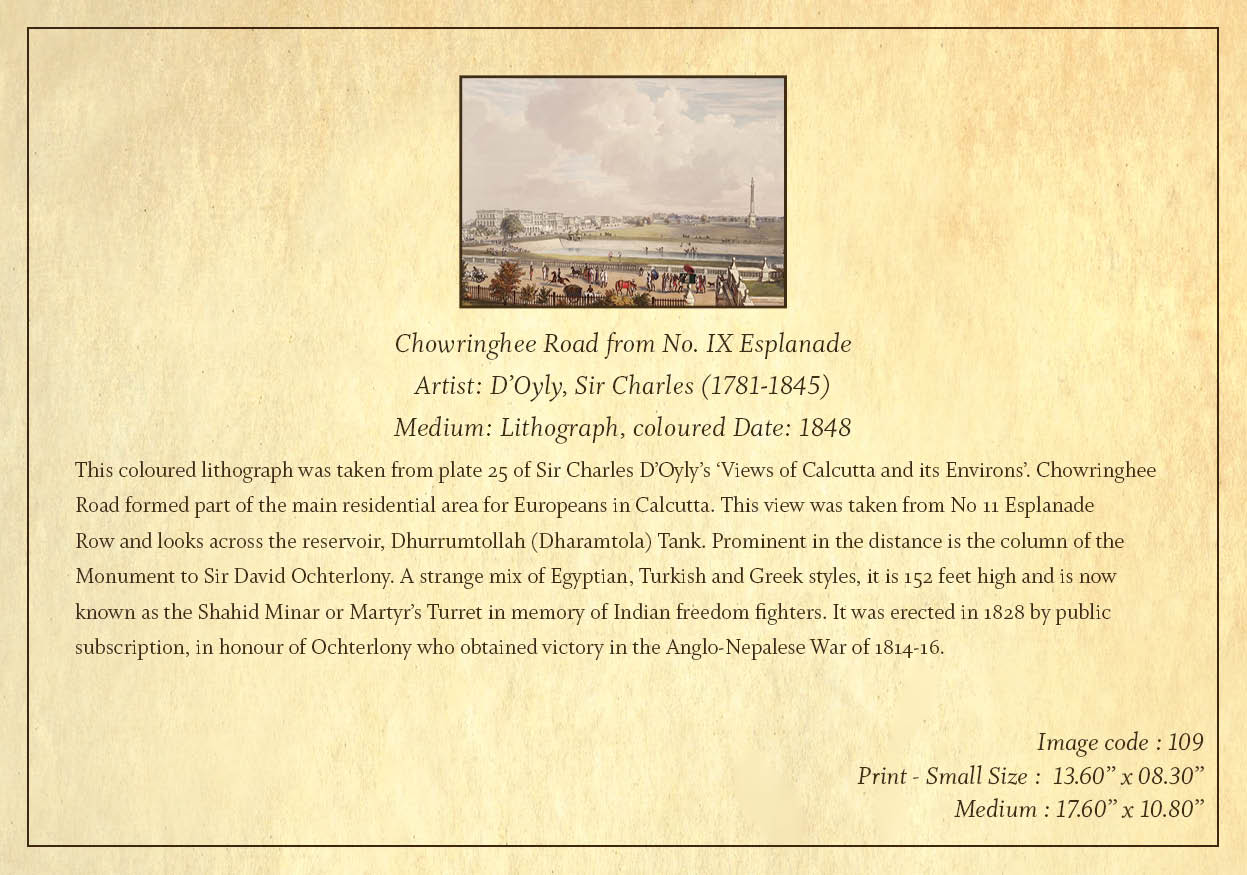 Chowringhee from No. IX Esplanade (Code: 109) – Coloured Lithograph