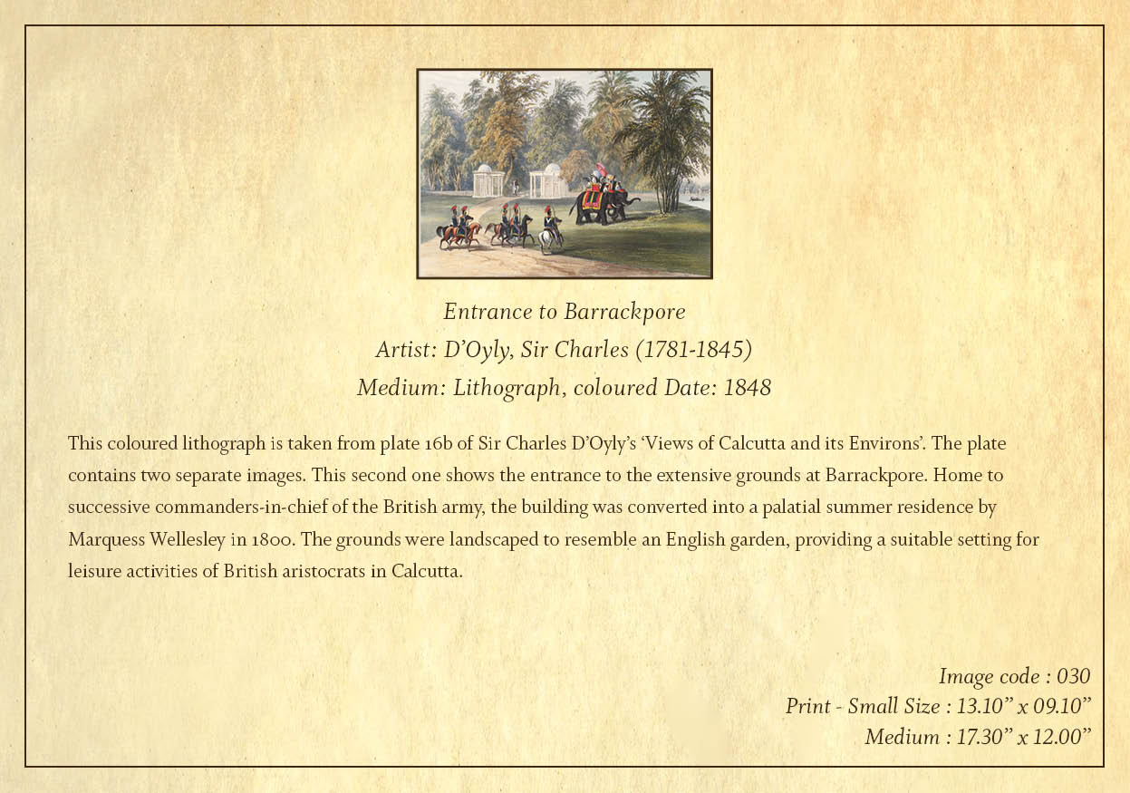 Entrance to Barrackpore (Code: 030) – Coloured Lithograph