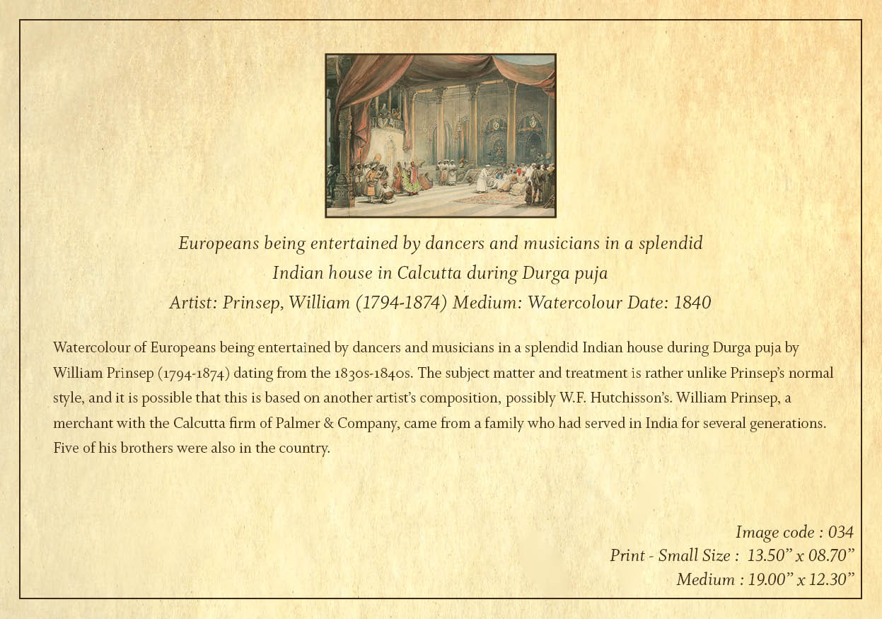 Europeans being Entertained by Dancers and Musicians (Code: 034) – Coloured Lithograph