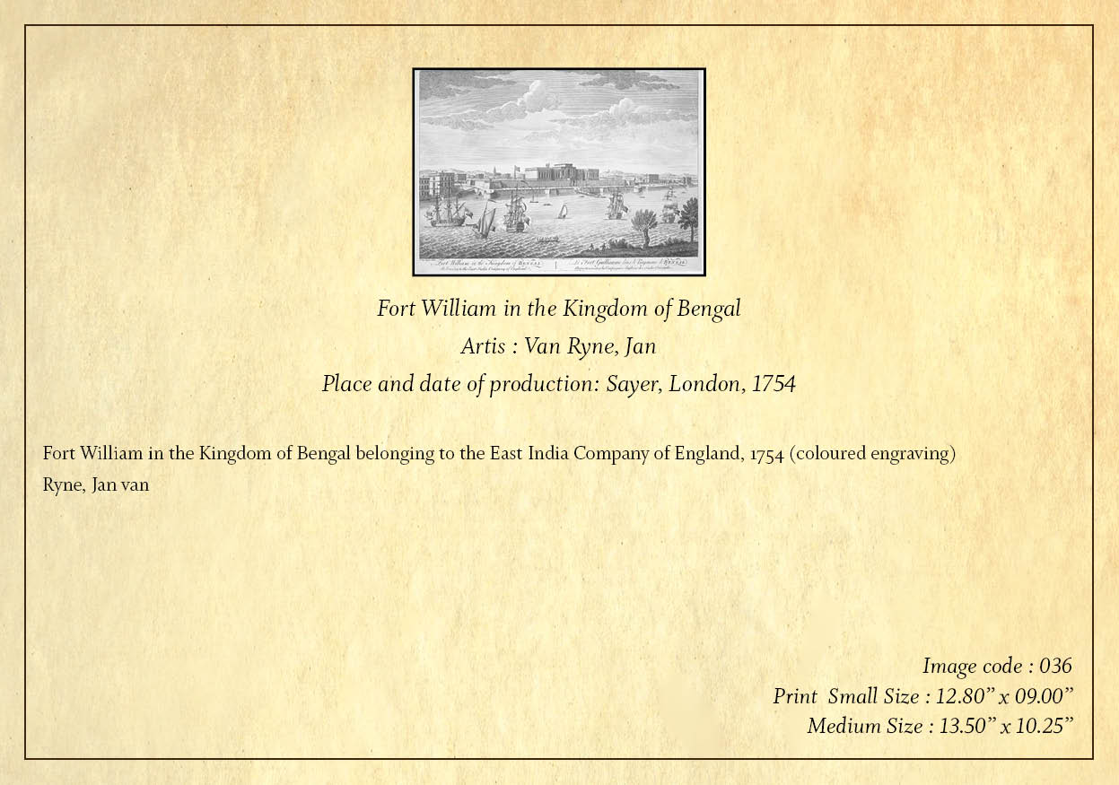 Fort William in the Kingdom of Bengal (Code: 036) – Black & White Lithograph