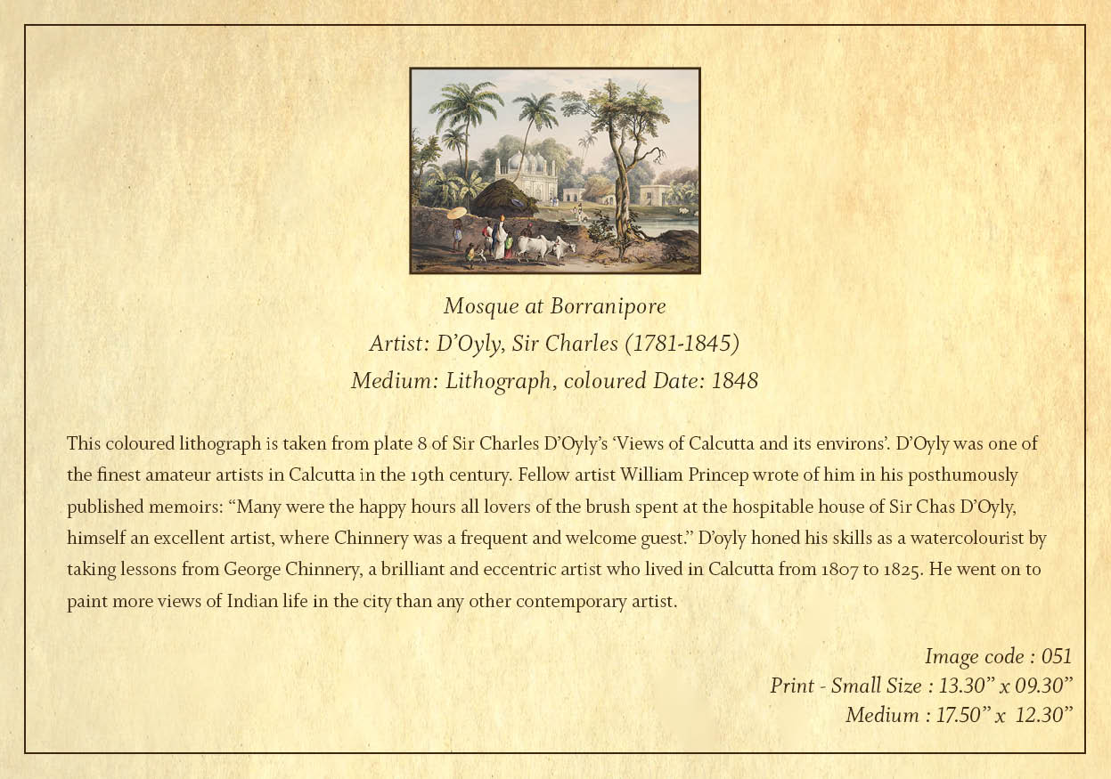 Mosque at Borranipore (Code: 051) – Coloured Lithograph