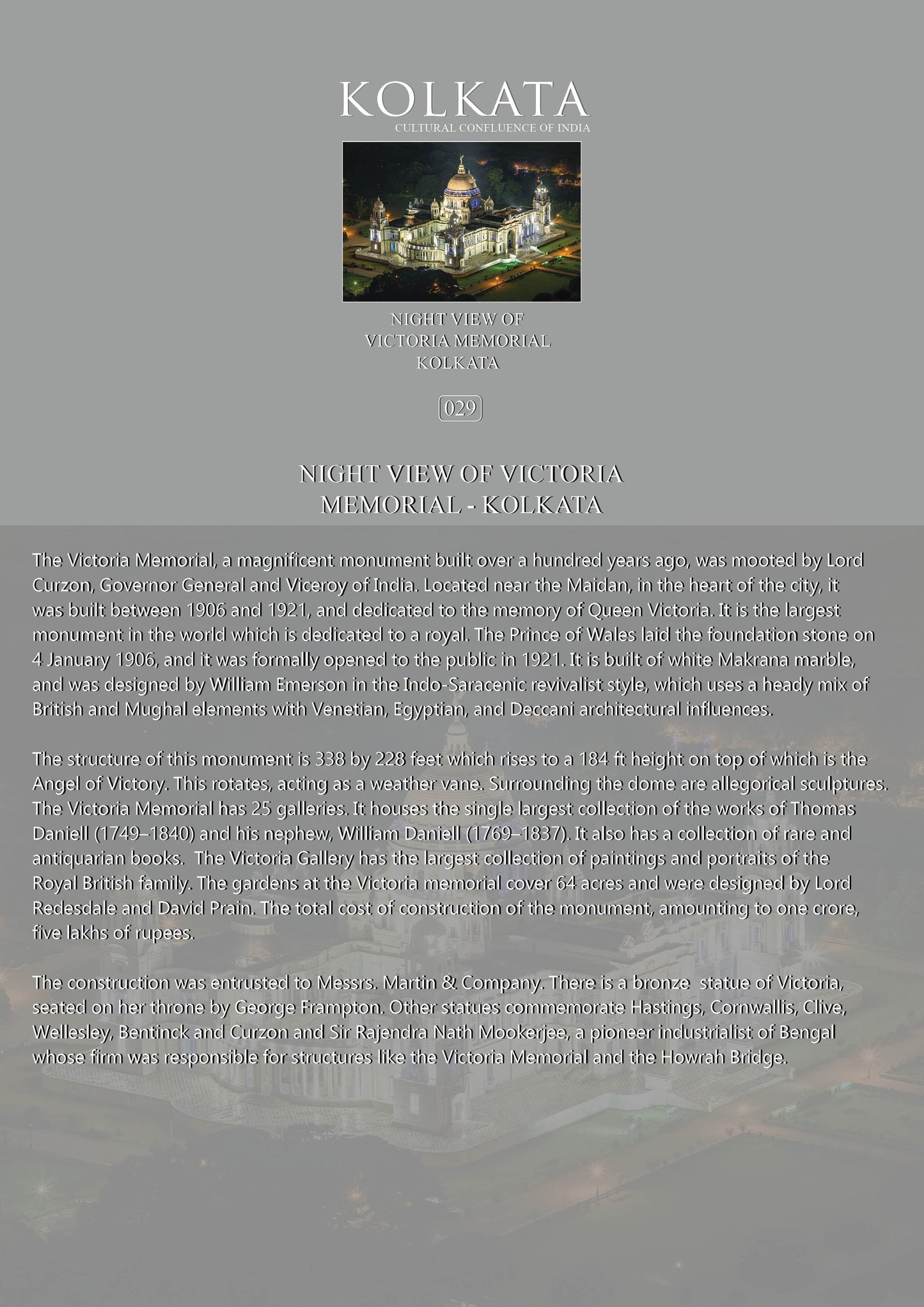 History notes – Night View of Victoria Memorial (Code: 29) – Wooden Frame