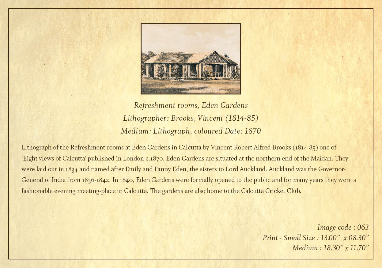 Refreshment Rooms Eden Gardens (Code: 063) – Coloured Lithograph