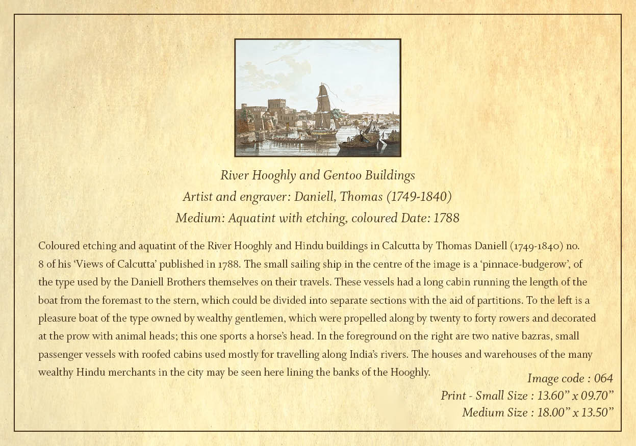 River Hooghly and Gentoo Buildings (Code: 064) – Coloured Lithograph