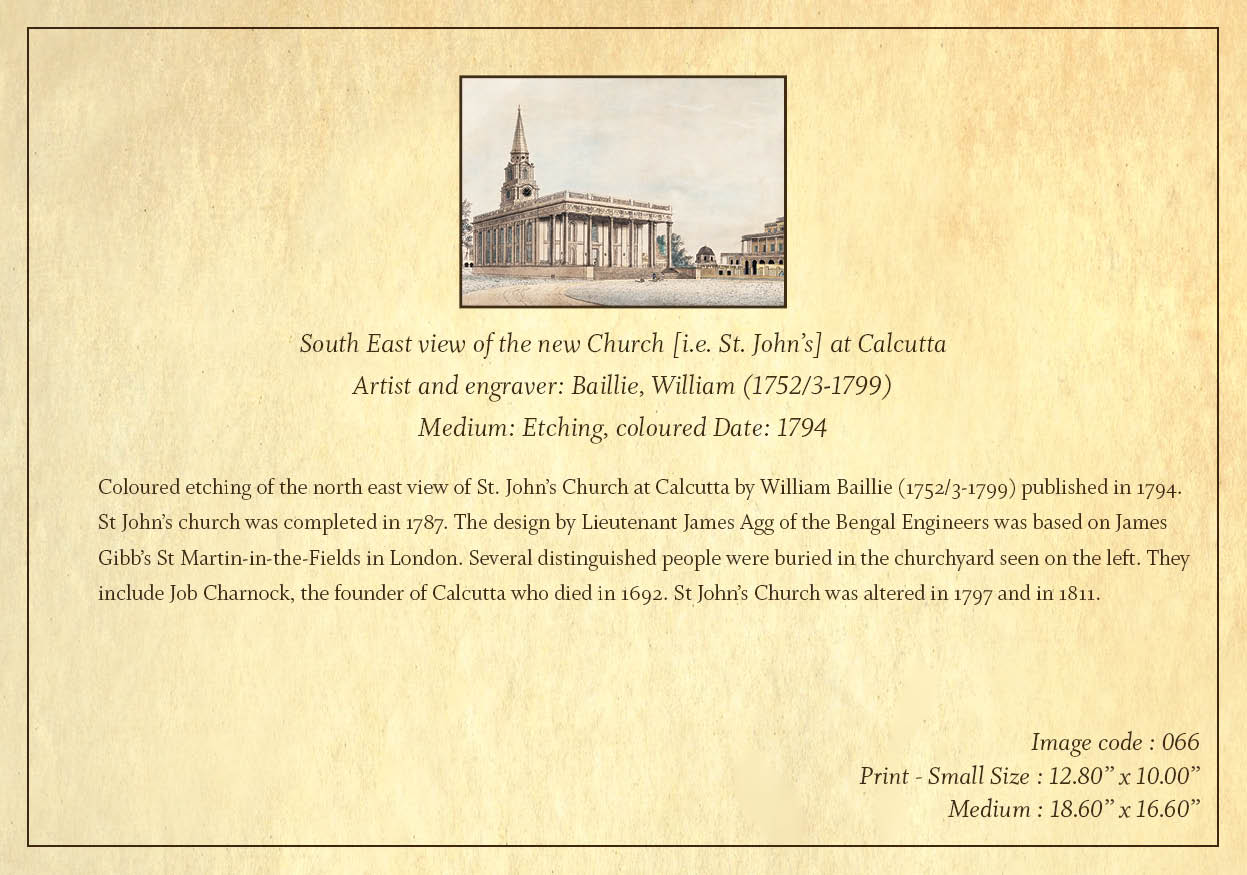 South East View of New Church in Calcutta (Code: 066) – Coloured Lithograph