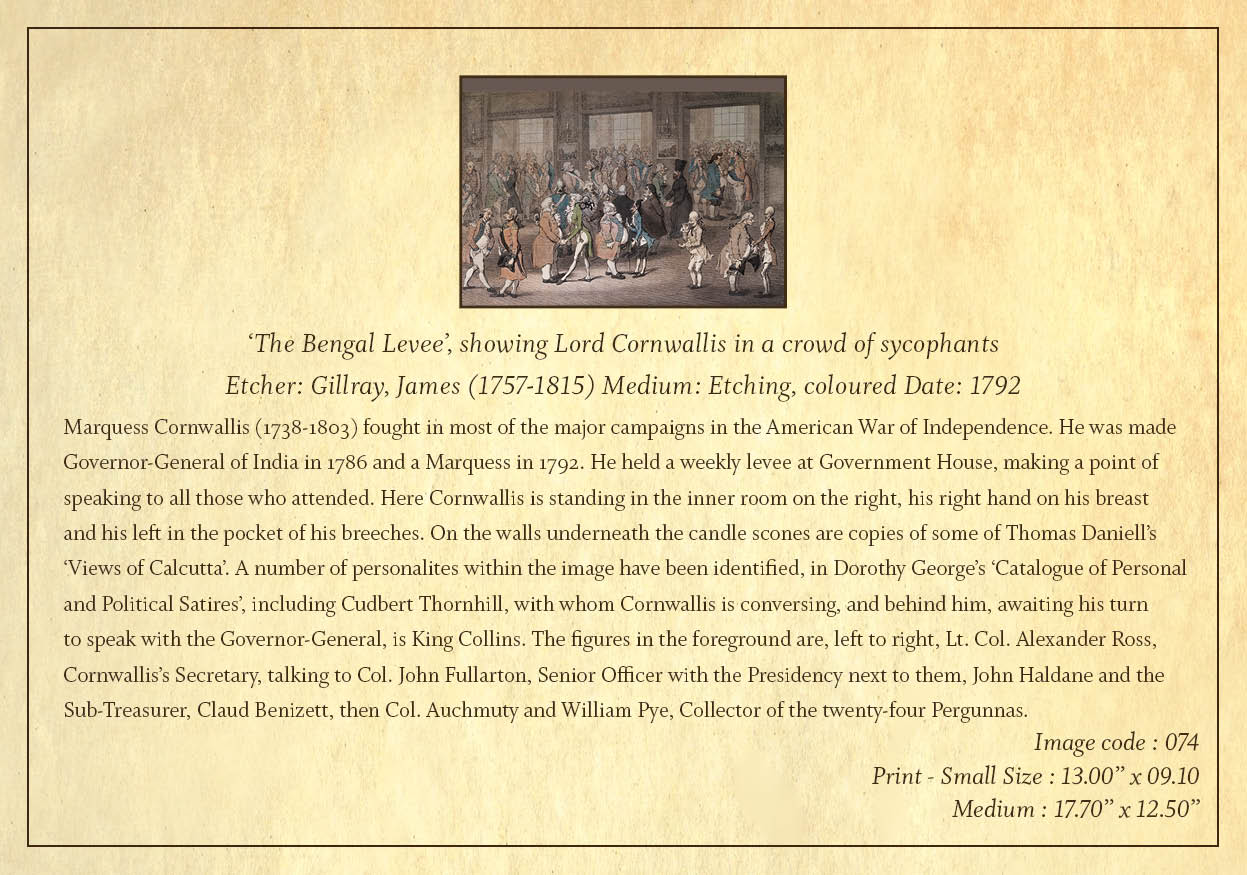 The Bengal Levee’, showing Lord Cornwallis in a Crowd of Sycophants (Code: 074) – Coloured Lithograph