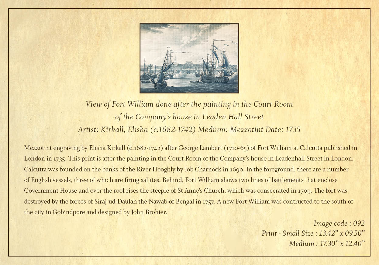 View of Fort William done after the Painting in the Court Room (Code: 092) – Coloured Lithograph