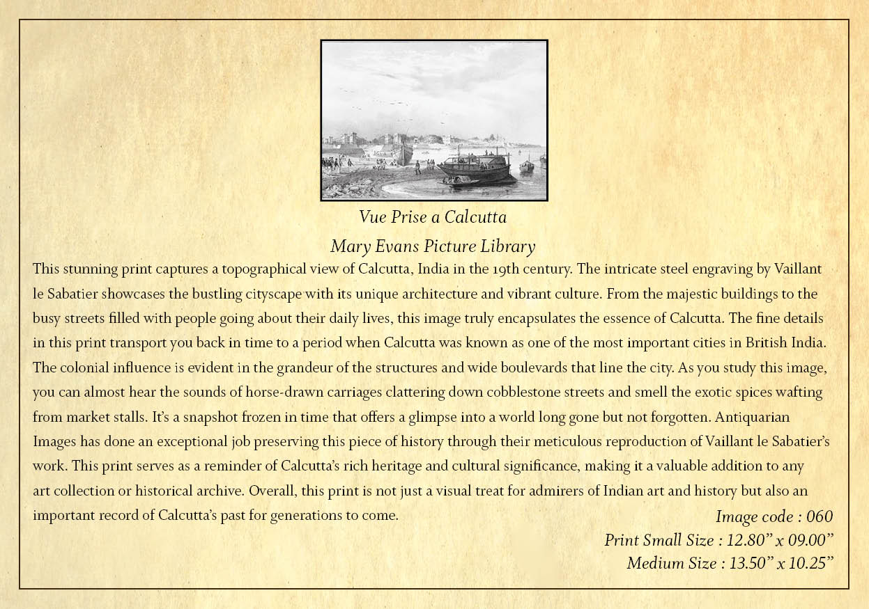 Vue Prise a Calcutta (Code: 060) – Black & White Lithograph