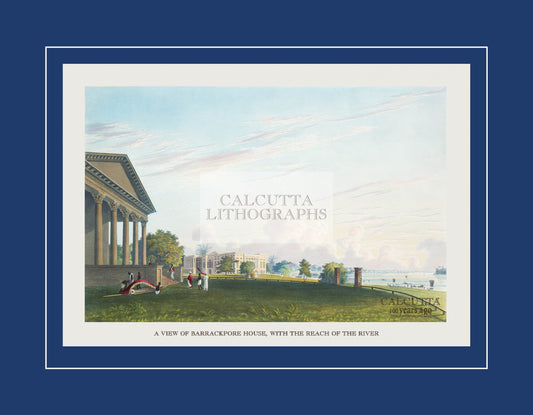 A View of Barrackpore House with the Reach of the River (Code: 001) – Coloured Lithograph