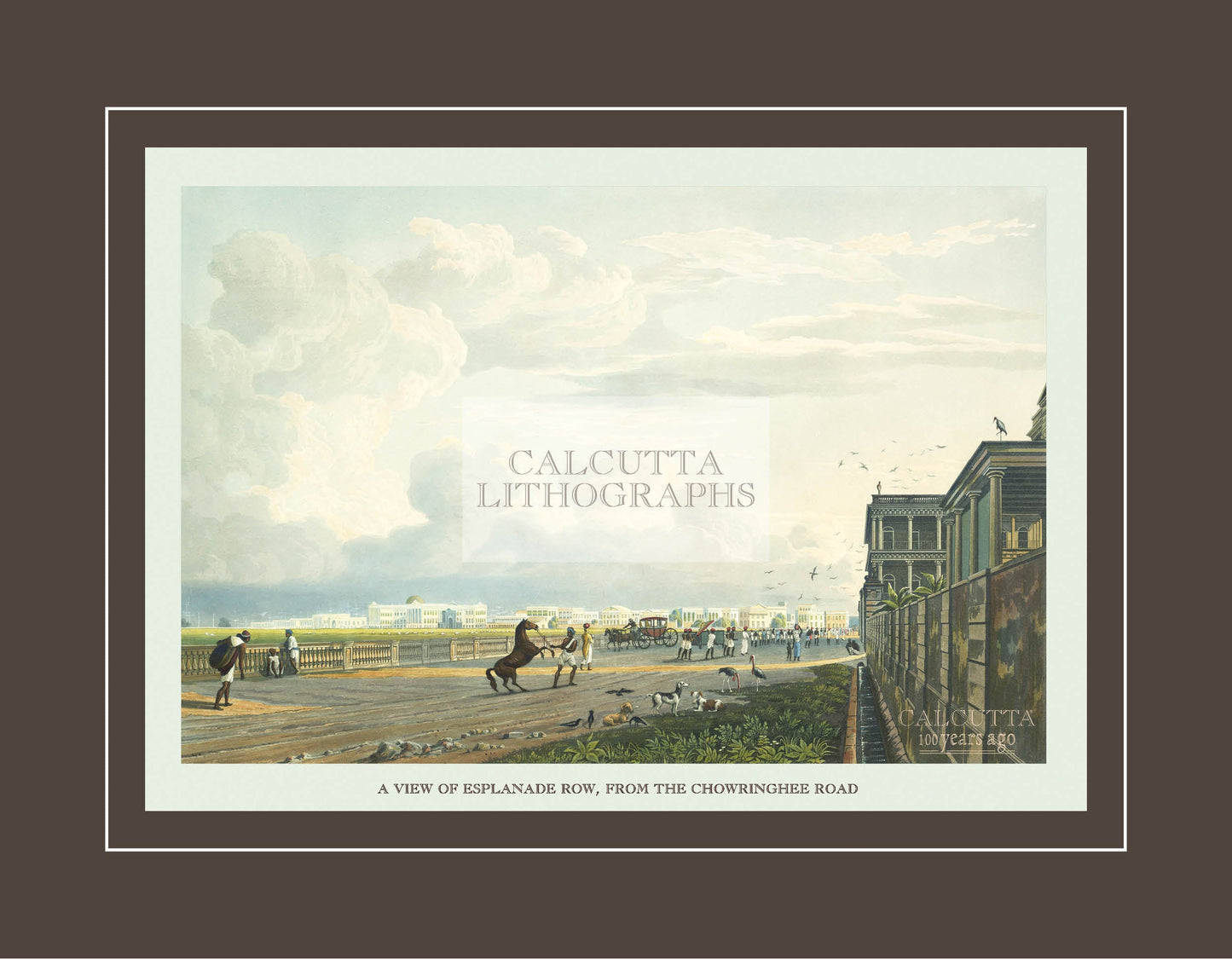 A View of Esplanade Row, from the Chowringhee Road (Code: 004) – Coloured Lithograph