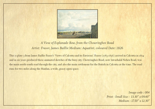 A View of Esplanade Row, from the Chowringhee Road (Code: 004) – Coloured Lithograph