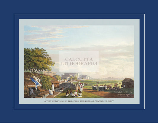 A View of Esplanade Row, from the River at Chandpaul Ghat (Code: 005) – Coloured Lithograph