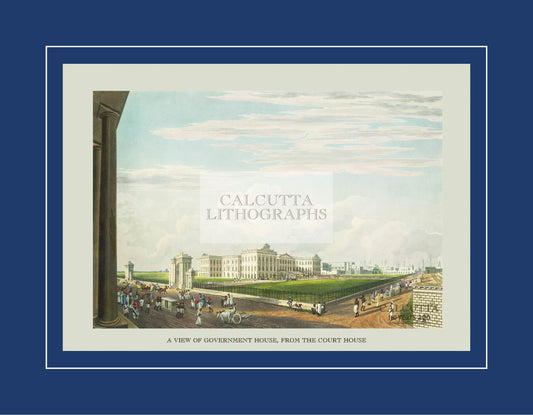 A View of Government House, from the Court House (Code: 007) – Coloured Lithograph