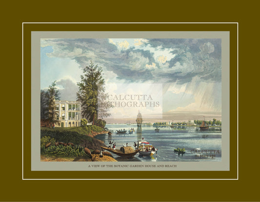 A View of the Botanic Garden House and Reach (Code: 010) – Coloured Lithograph