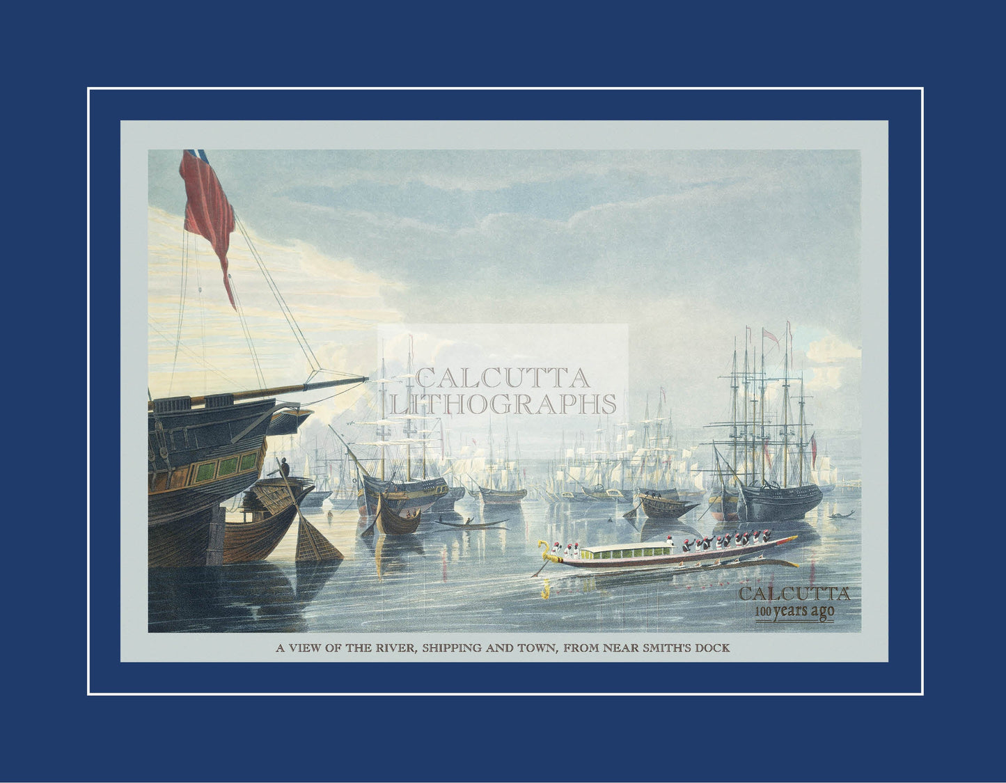 A View of the River, Shipping and Town, from near Smith’s Dock (Code: 013) – Coloured Lithograph