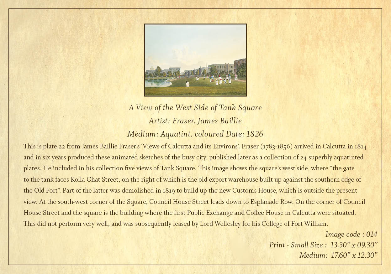 A View of the West Side of Tank Square (Code: 014) – Coloured Lithograph