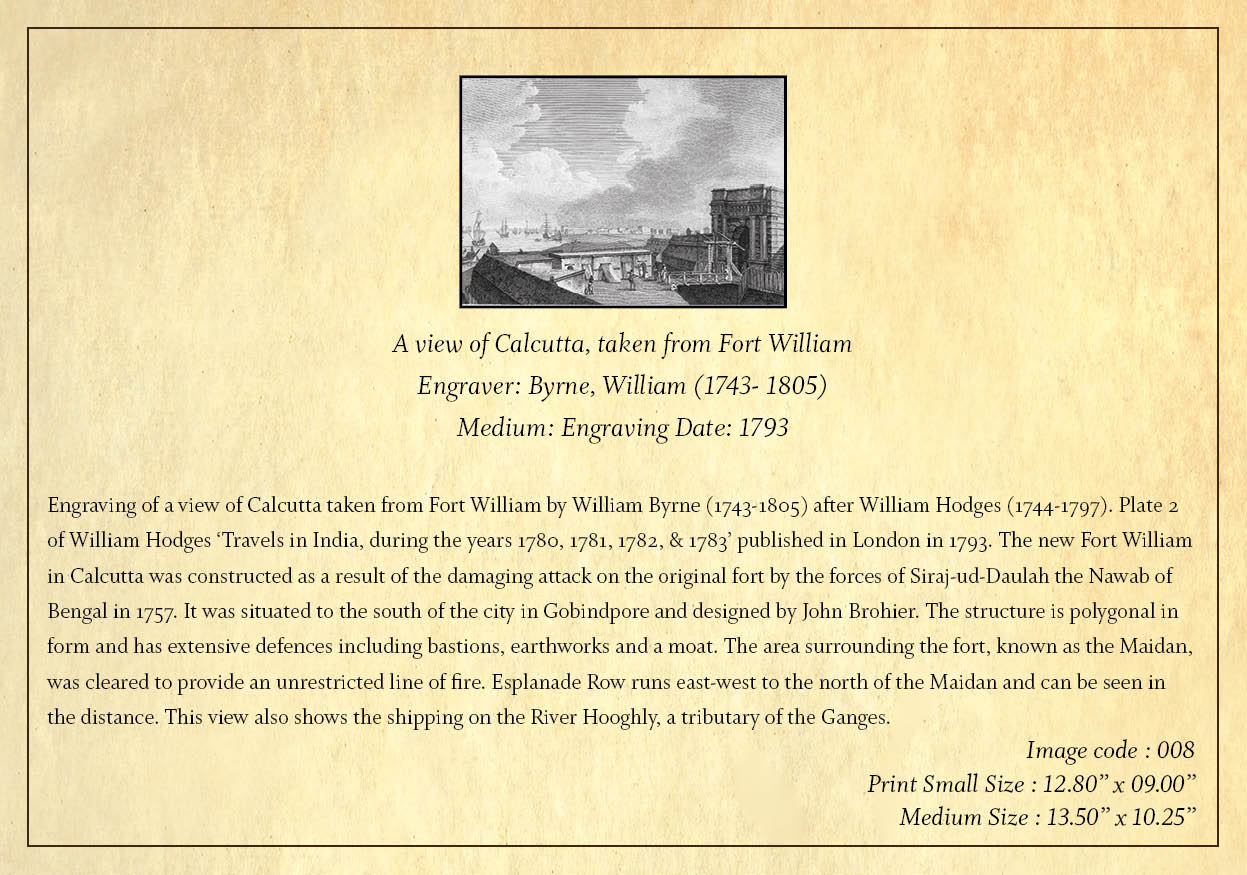 A view of Calcutta, taken from Fort William (Code: 008) – Black & White Lithograph