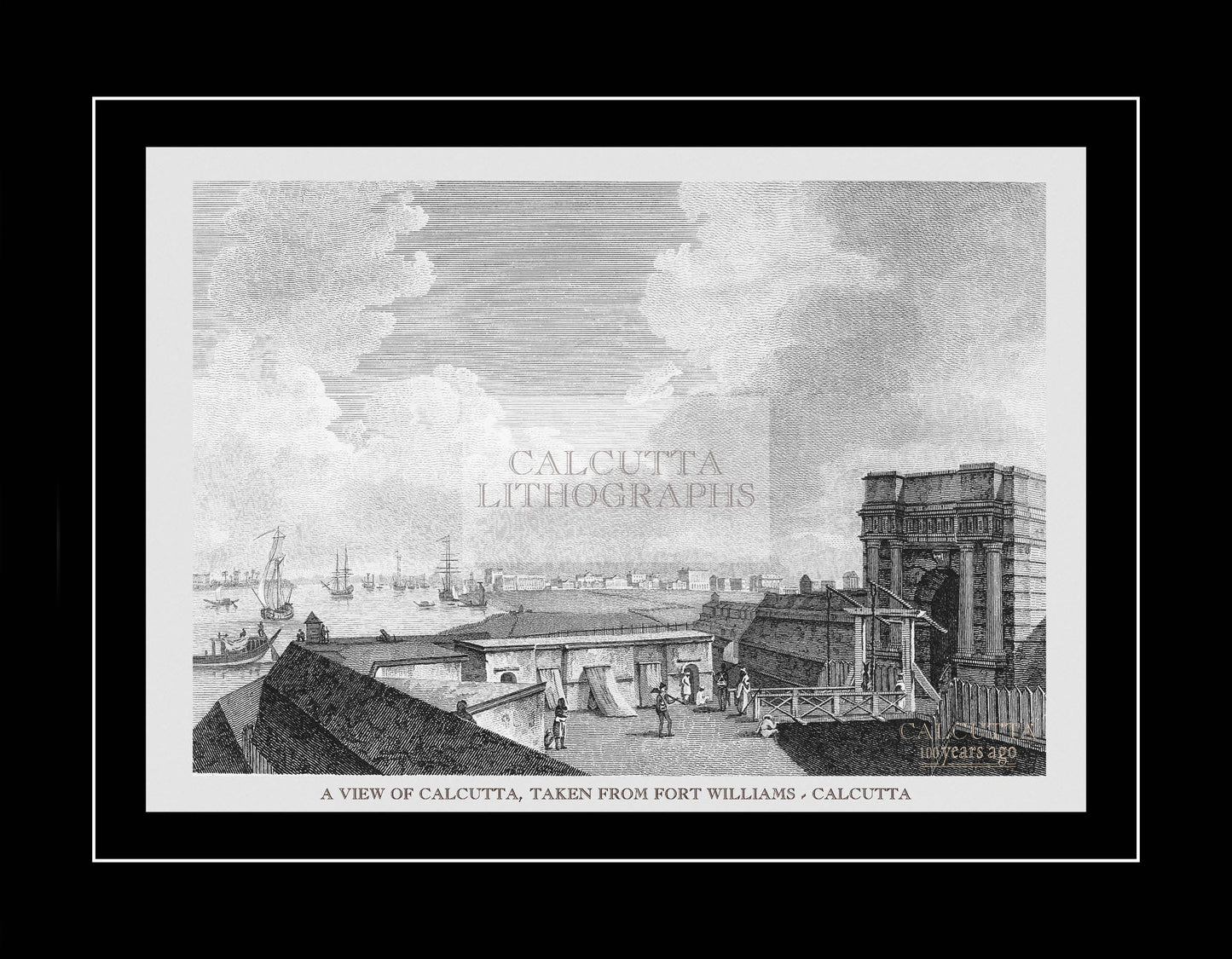 A view of Calcutta, taken from Fort William (Code: 008) – Black & White Lithograph
