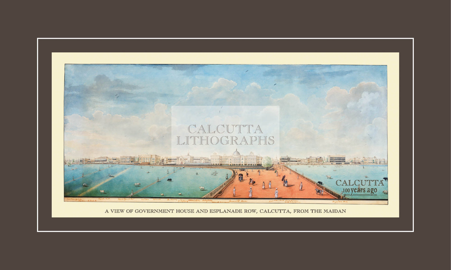 A View of Government House and Esplanade Row, from the Maidan (Code: 106) – Coloured Lithograph
