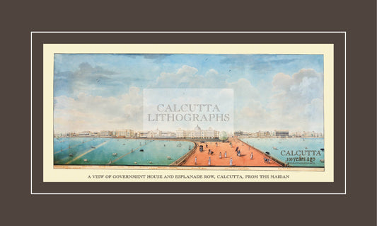 A View of Government House and Esplanade Row, from the Maidan (Code: 106) – Coloured Lithograph