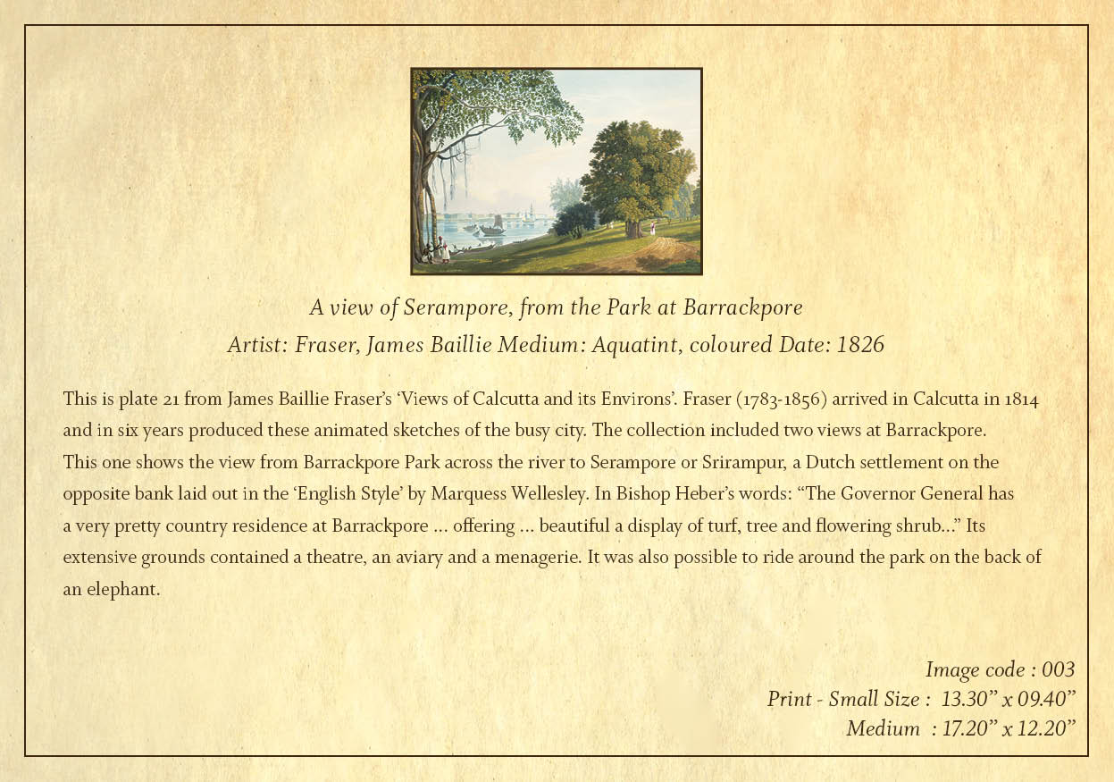 A View of Serampore, from the Park at Barrackpore (Code: 003) – Coloured Lithograph