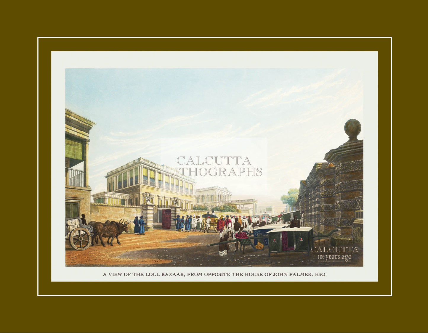 A View of the Loll Bazaar, from Opposite the House of John Palmer, Esq (Code: 011) – Coloured Lithograph