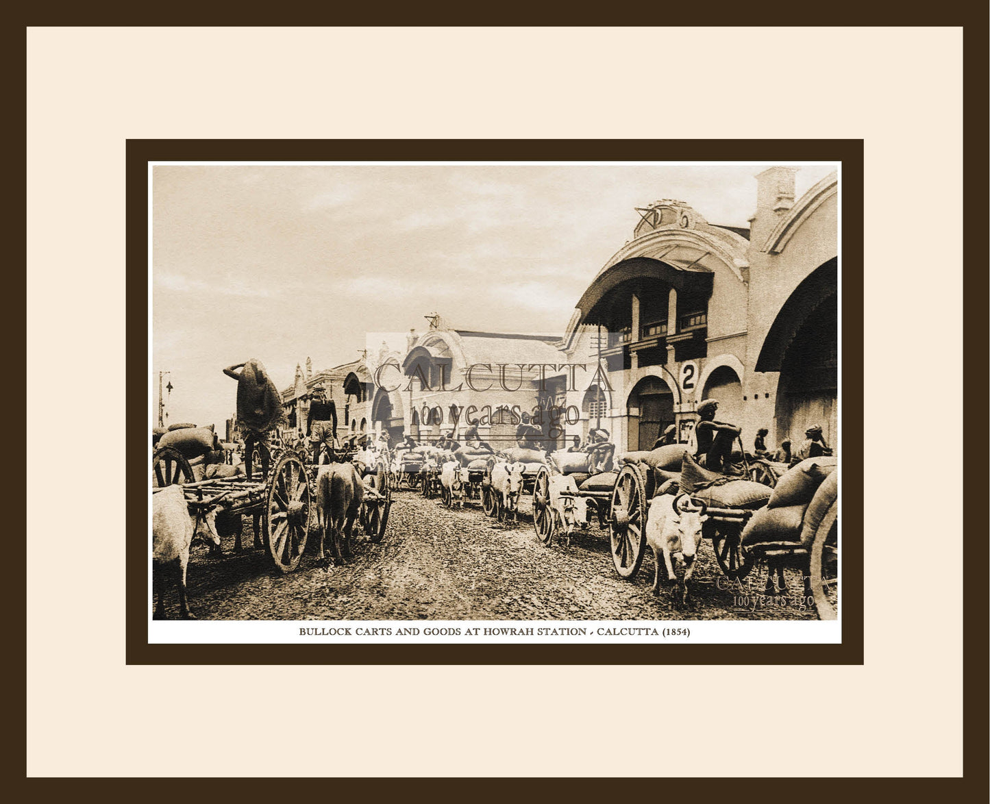 Bullock Carts And Goods At Howrah Station  (Code: 15) Wood Frame