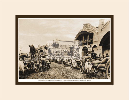 Bullock Carts And Goods At Howrah Station  (Code: 15) Mounted Photo Print