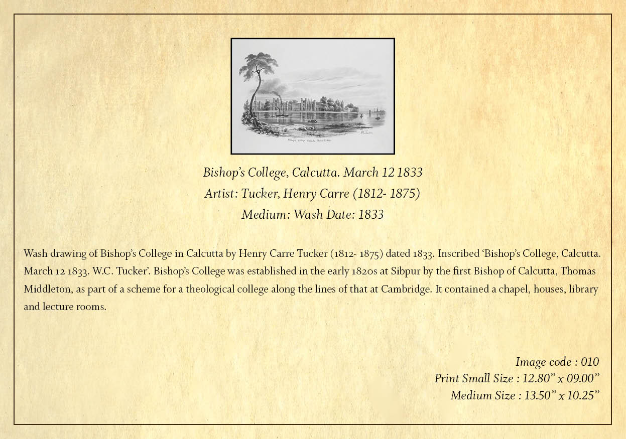 Bishop’s College, Calcutta (Code: 010) – Black & White Lithograph