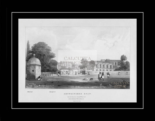 Chowringhee Road. Elliot’s Tank. Harrington St (Code: 019) – Black & White Lithograph