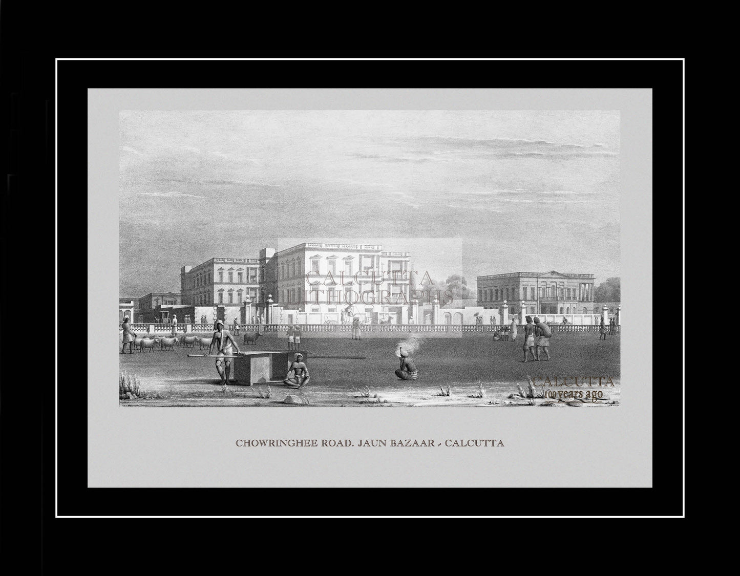 Chowringhee Road Jaun  Bazaar (Code: 022) – Black & White Lithograph