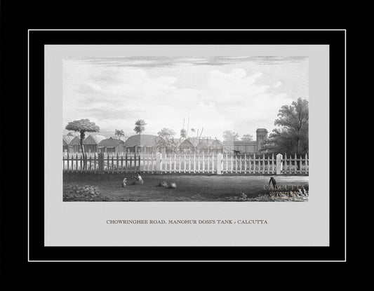 Chowringhee Road. Manohur Doss’s Tank – Calcutta (Code: 024) – Black & White Lithograph