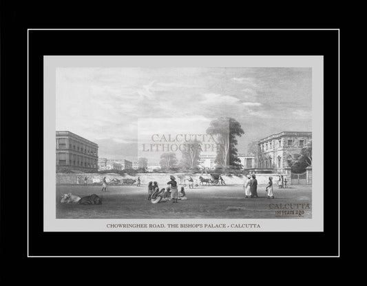 Chowringhee Road. The Bishop’s Palace (Code: 028) – Black & White Lithograph