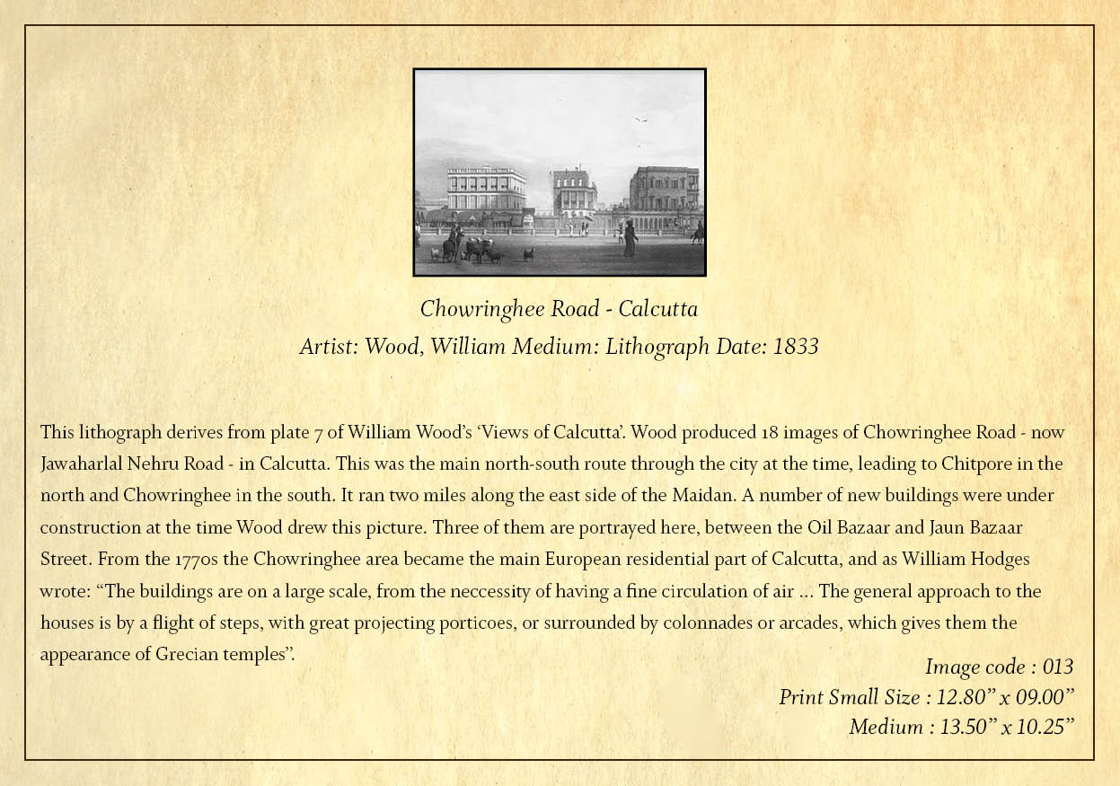 Chowringhee Road  - Calcutta -1 (Code: 013) – Black & White Lithograph