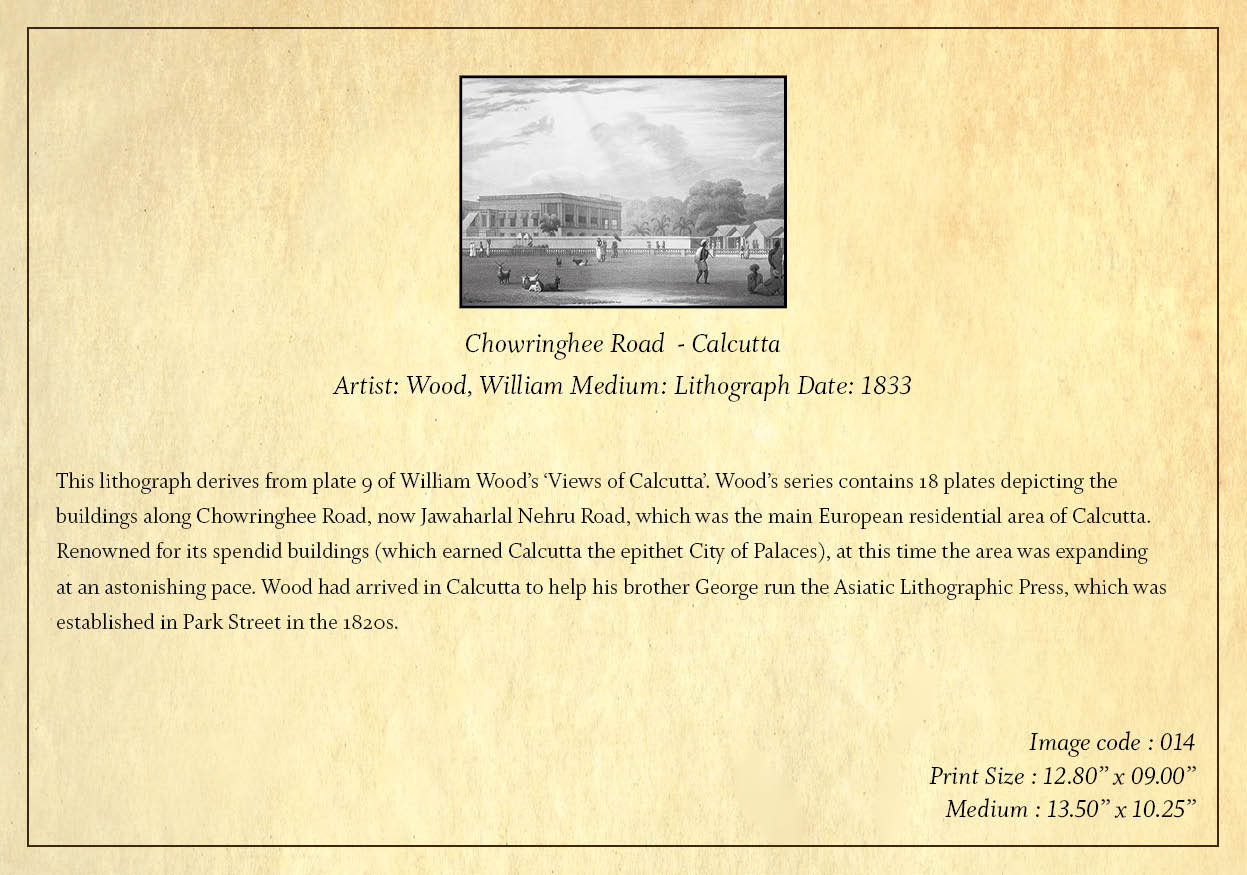 Chowringhee Road – Calcutta	- 2 (Code: 014) – Black & White Lithograph