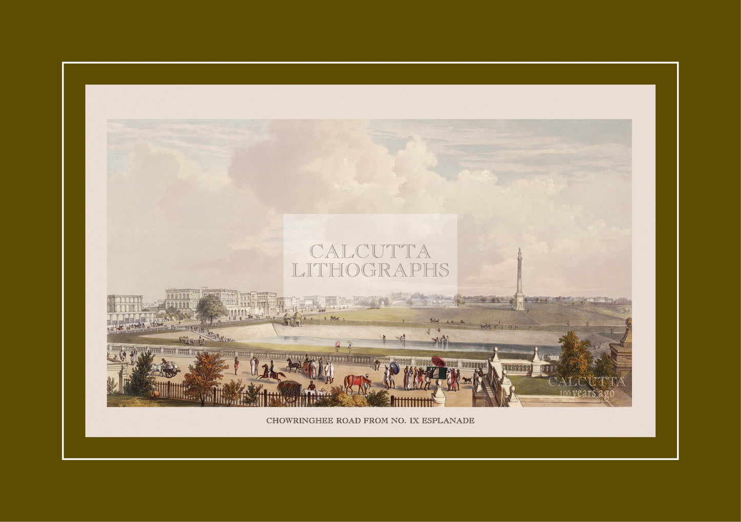 Chowringhee from No. IX Esplanade (Code: 109) – Coloured Lithograph