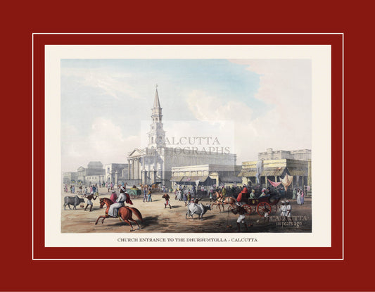 Church. Entrance to the Dhurrumtolla (Code: 025) – Coloured Lithograph