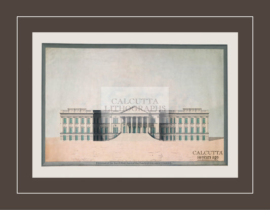 Elevation of the North West Front of the New Government House (Code: 029) – Coloured Lithograph