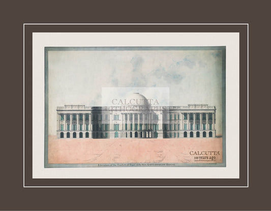 Elevation of the South East Front of the New Government House (Code: 028) – Coloured Lithograph