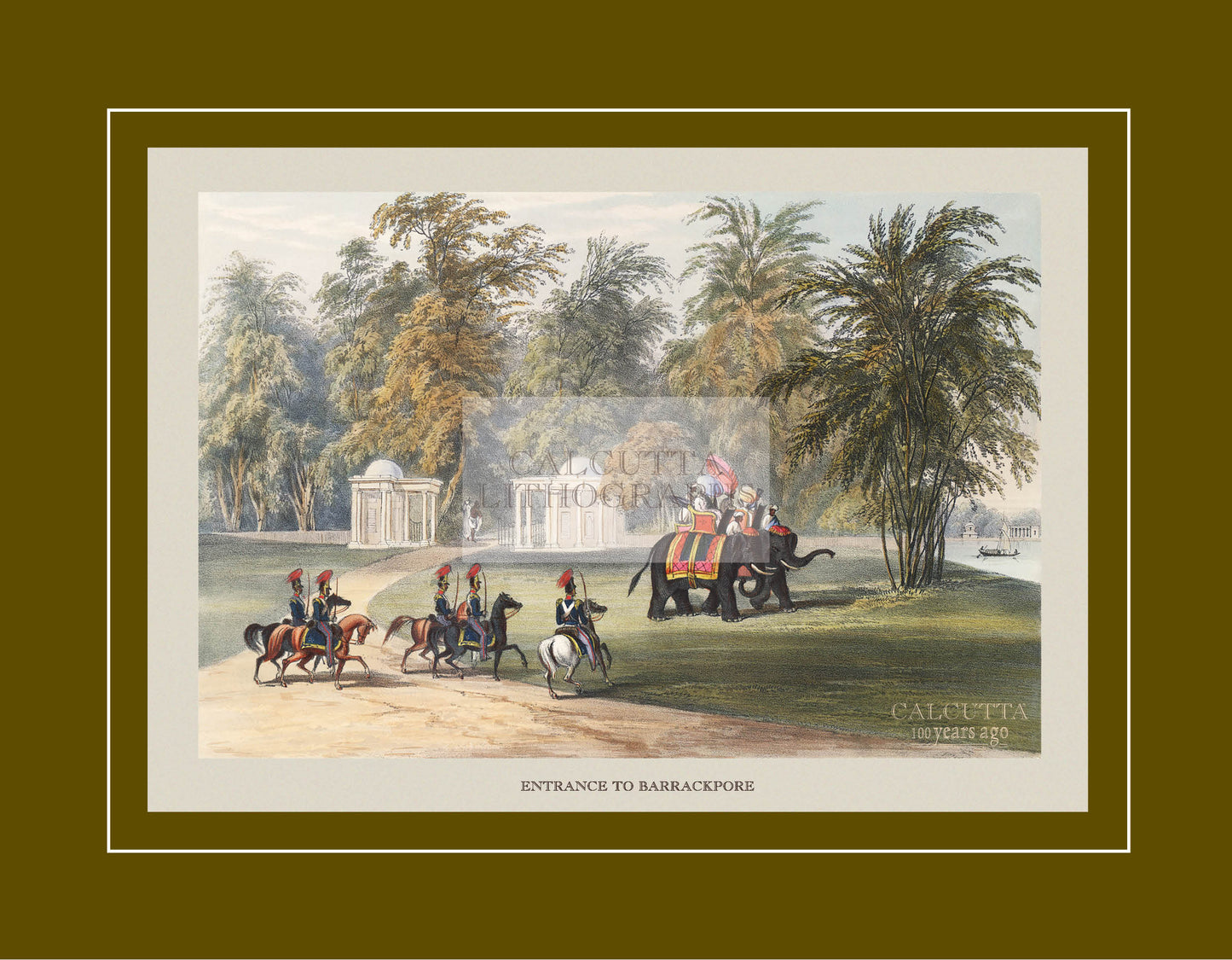 Entrance to Barrackpore (Code: 030) – Coloured Lithograph