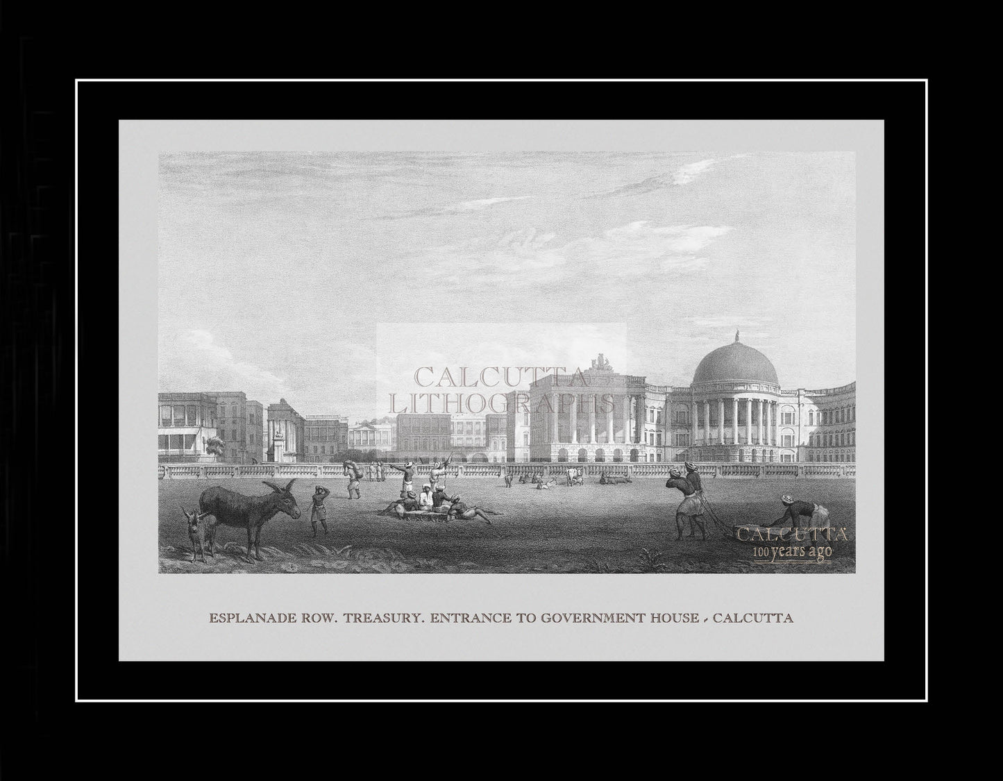 Esplanade Row. Treasury. Entrance to Government House (Code: 035) – Black & White Lithograph