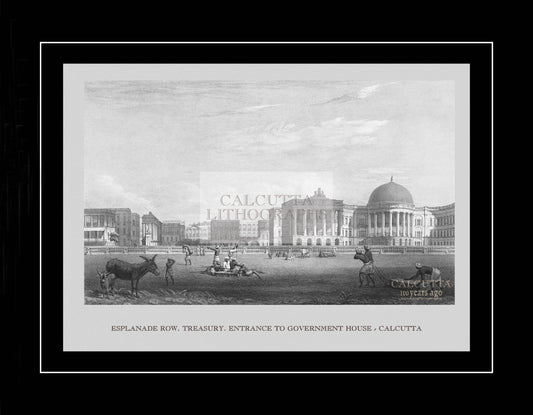 Esplanade Row. Treasury. Entrance to Government House (Code: 035) – Black & White Lithograph